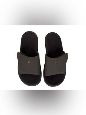 Olukai Mens 11 Nalu Slide Sandal Brown Adjustable Strap EUC